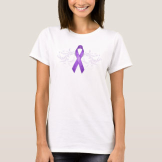 Purpurfärgad T-tröja för cancermedvetenhetband Tee Shirt