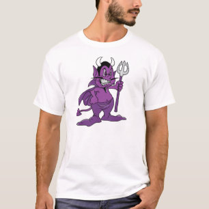 Purpurfärgad tecknaddemon t-shirt