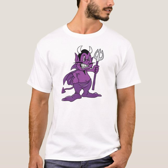 Purpurfärgad tecknaddemon t-shirt (Framsida)