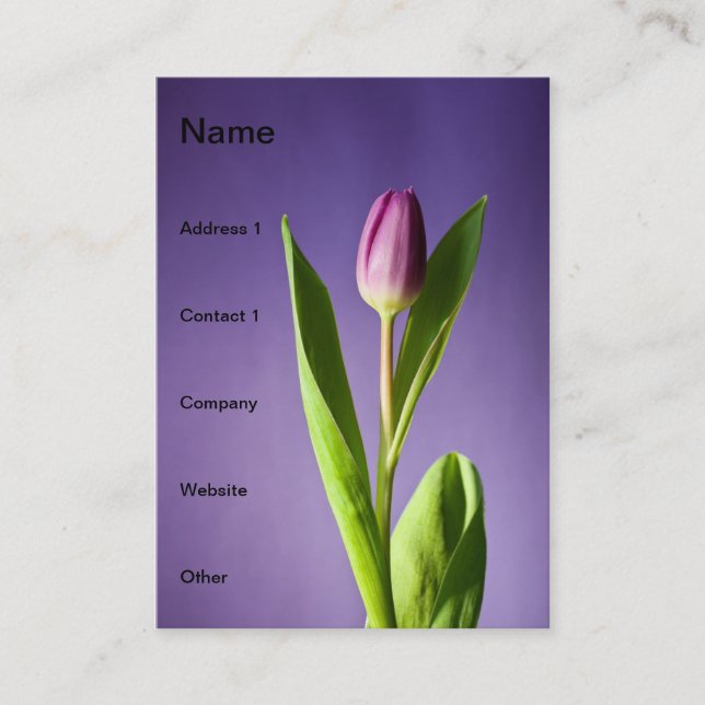 Purpurfärgad tulpan visitkort (Framsida)