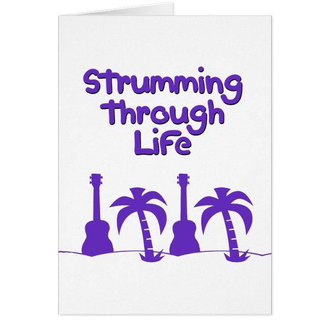 Purpurfärgad Ukulele Hälsningskort (Framsidan)