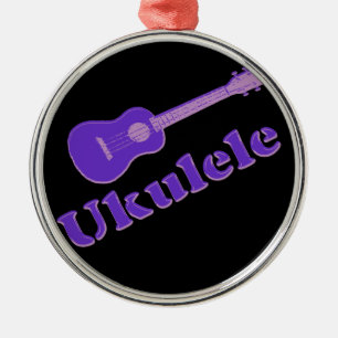 Purpurfärgad Ukulele Julgransprydnad Metall