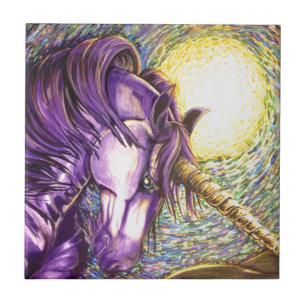 purpurfärgad unicorn kakelplatta