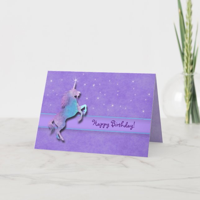 Purpurfärgad Unicorn Kort (Framsida)