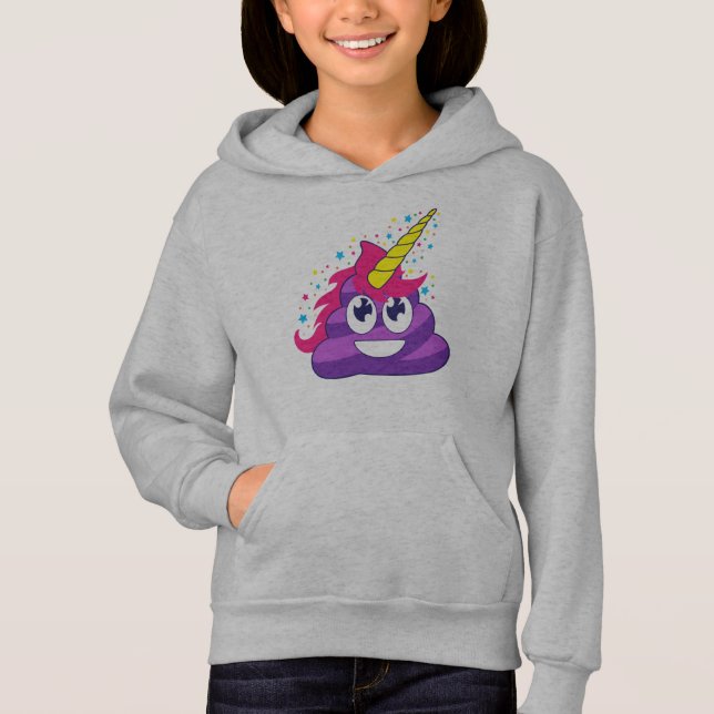 Purpurfärgad UnicornEmoji Poop Tee (Framsida)
