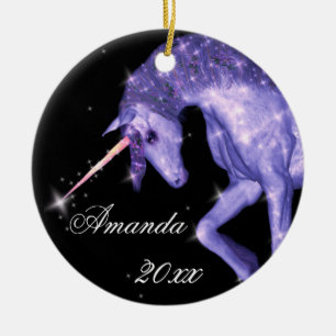 Purpurfärgad Unicornfantasi Julgransprydnad Keramik