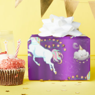 Purpurfärgad Unicornjul Presentpapper