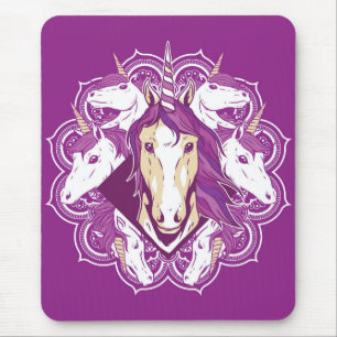 Purpurfärgad UnicornMandala Musmatta
