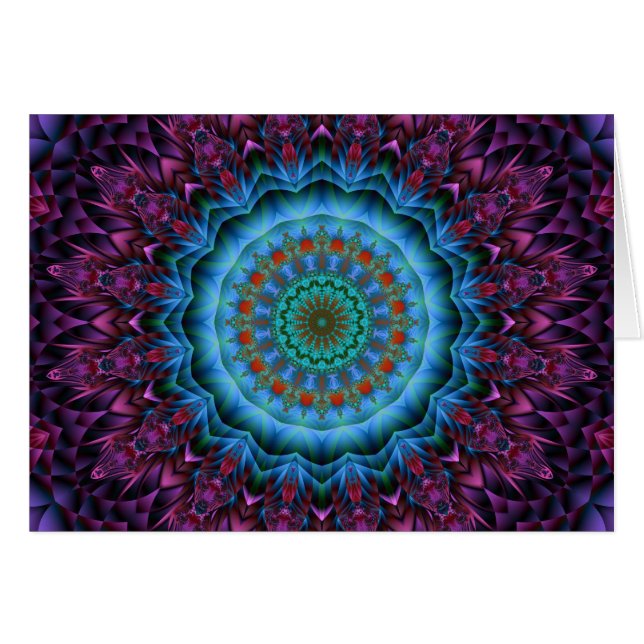 Purpurfärgad uppveckling hälsningskort (Framsidan Horizontal)