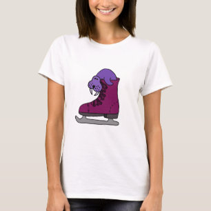 Purpurfärgad valross i isskridsko t-shirt