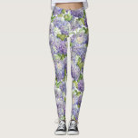 Purpurfärgad vanlig hortensiablommönster leggings<br><div class="desc">Dessa ska blom- damasker har dig iklädd stil. Denna design presenterar delikat lilor,  och lavendelvanlig hortensia blomstrar på en vitbakgrund. Designat vid berömd konstnär©Tim Coffey för värld.</div>