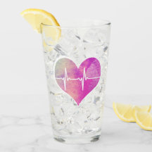 Purpurfärgad vattenfärghjärta EKG