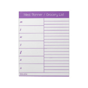 Purpurfärgad veckomålPlanner - shopping listar Anteckningsblock