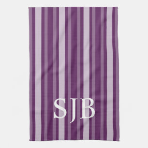 Purpurfärgad Victorianrand med monogramen Kökshandduk