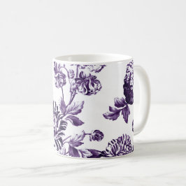 Purpurfärgad vintage blom- Toile No.2 för svart Kaffemugg
