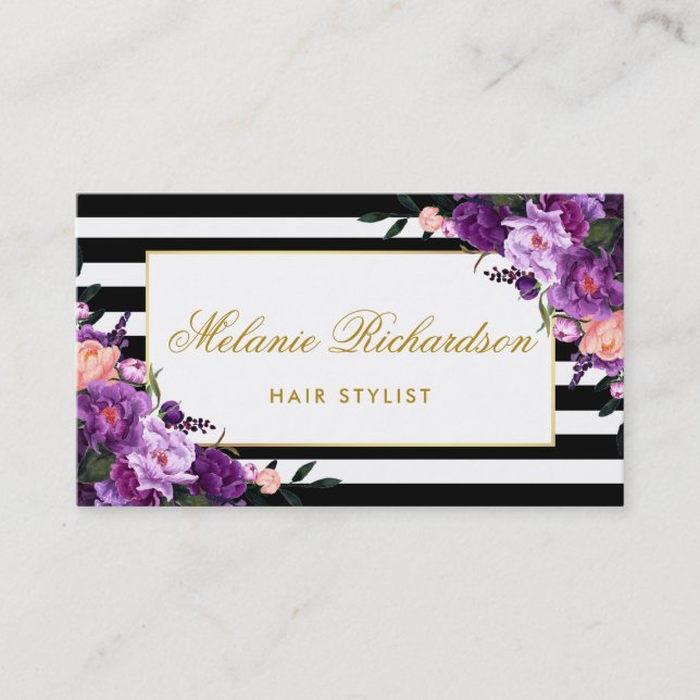 Purpurfärgad violett blom- tidsbeställning kort (Framsida)