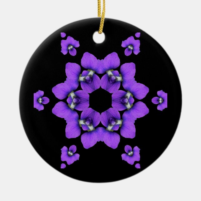 Purpurfärgad violett Kaleidoscopeprydnad Julgransprydnad Keramik (Framsidan)