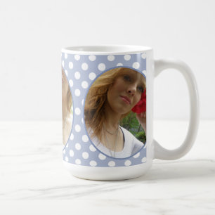 Purpurfärgad vit Polka-pricker inramat: Fotomugg Kaffemugg