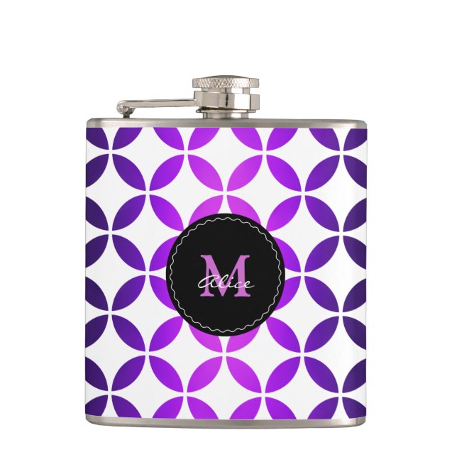 Purpurfärgad vitelegantabstrakt cirklar och fickplunta (Framsidan)