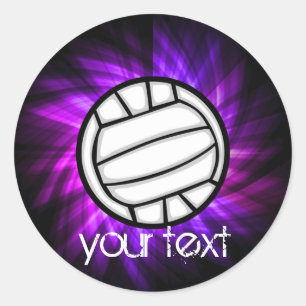 Purpurfärgad volleyboll runt klistermärke