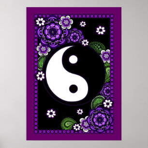 Purpurfärgad Yin Yang affisch