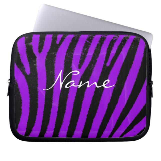 Purpurfärgad zebra ränderNeoprenelaptop sleeve (Framsidan)