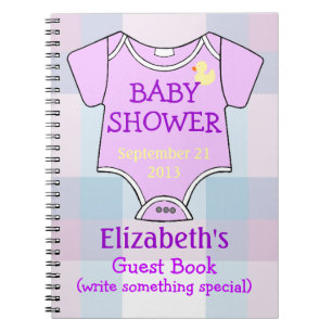 Purpurfärgade baby showergäster anteckningsbok