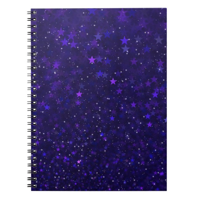 Purpurfärgade Bokeh stjärnor Anteckningsbok Med Spiral (Framsidan)