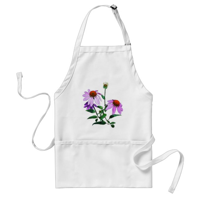 Purpurfärgade Echinacea på vit bakgrund Förkläde (Framsidan)