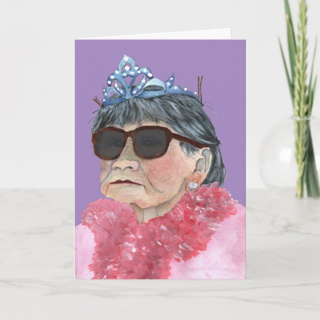 purpurfärgade födelsedagprincessexponeringsglas kort (Framsida)
