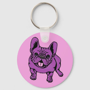 Purpurfärgade Frenchie Nyckelring