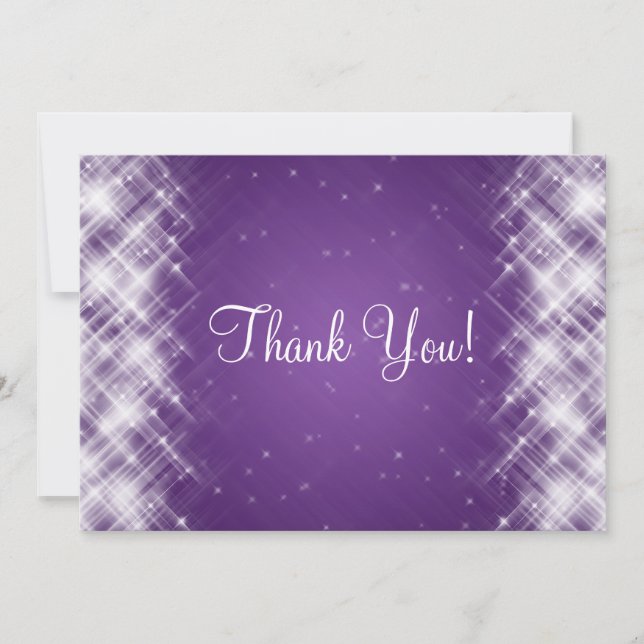 Purpurfärgade glamorösa Sparks för elegant Tack Kort (Framsida)