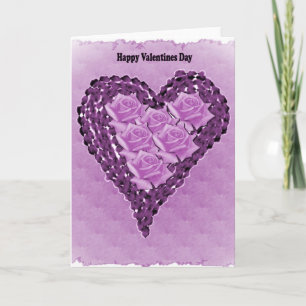 Purpurfärgade hjärtor och rovalentines daykort helgkort