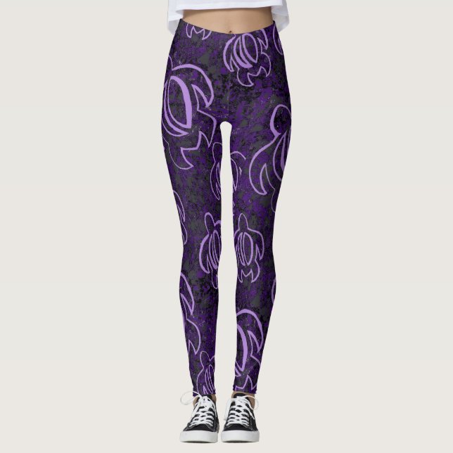 Purpurfärgade Honu Leggings (Framsida)