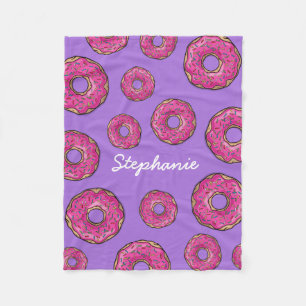 Purpurfärgade kända rosa Donuts för anpassnings Fleecefilt