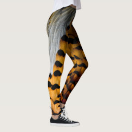 Purpurfärgade och guld- bruna Pheasantfjädrar Leggings