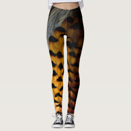Purpurfärgade och guld- bruna Pheasantfjädrar Leggings