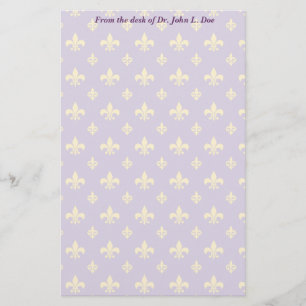 Purpurfärgade och guld- Fleur de lis Brevpapper