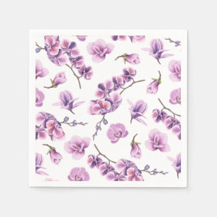 Purpurfärgade Orchidservetter Pappersservett