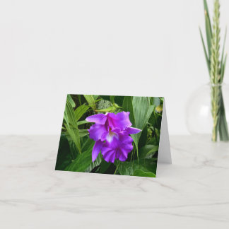Purpurfärgade Orchidw-löv noterar kortet Kort