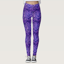 Purpurfärgade Paisley Leggings