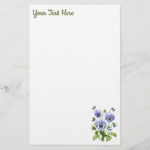 Purpurfärgade Pansies Brevpapper