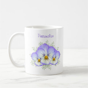 Purpurfärgade Pansies med namn Kaffemugg