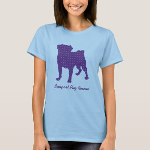 Purpurfärgade Puggy för servicemopsrädding T-shirt