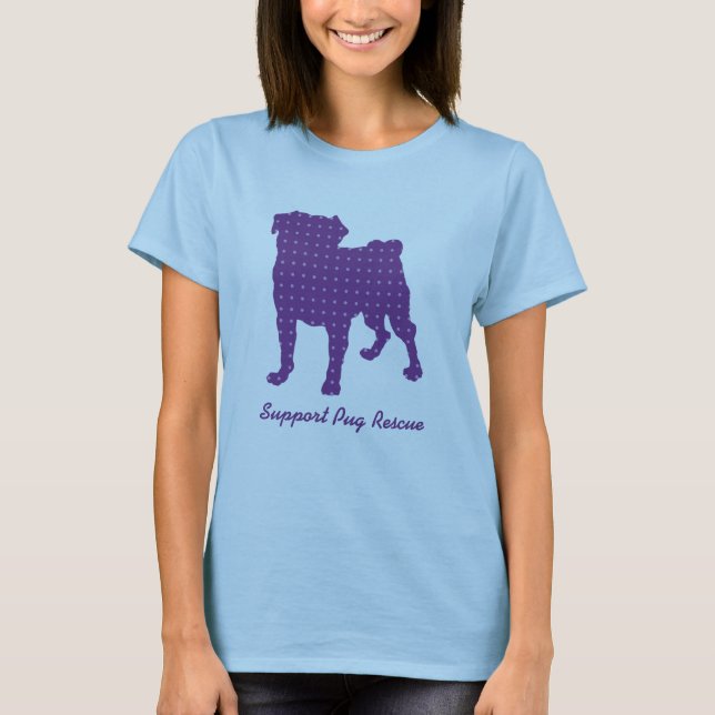 Purpurfärgade Puggy för servicemopsrädding T-shirt (Framsida)
