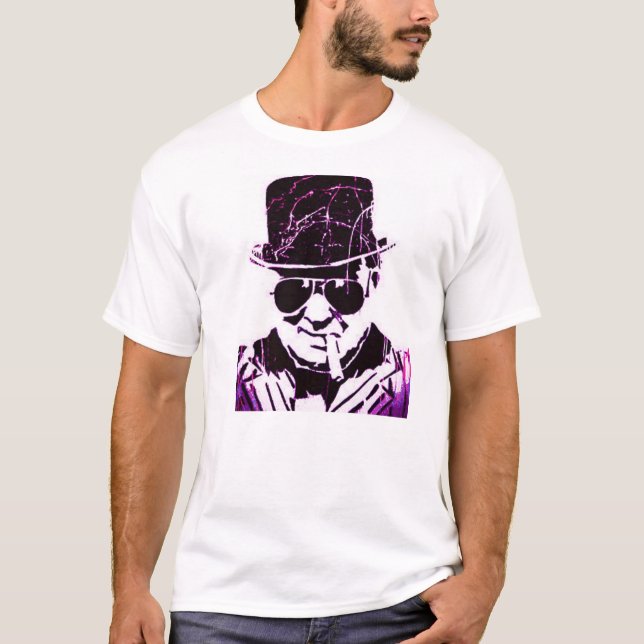 Purpurfärgade retro Churchill T Shirt (Framsida)
