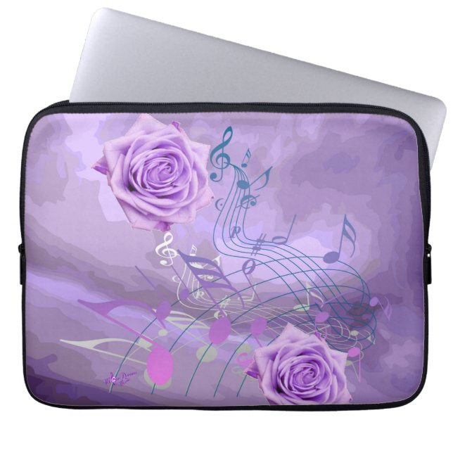 Purpurfärgade ro & musik 13" laptop sleeve (Framsidan)
