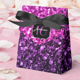 Purpurfärgade rosa Ombre glittersparkles söta 16 Presentaskar