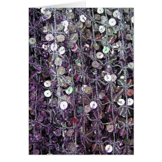 Purpurfärgade Sequins & pärlor Hälsningskort (Framsidan)