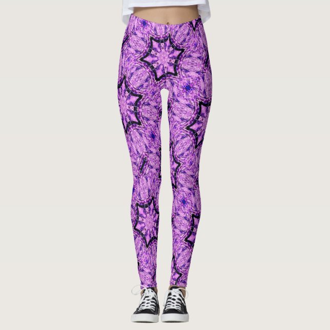 purpurfärgade sexhörningar leggings (Framsida)